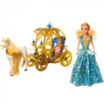 Набор кукла с каретой и лошадью, куклу можно посадить в карету.