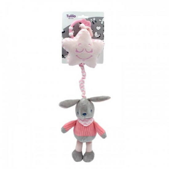 Подвеска на коляску музыкальная Кролик со звездочкой розовый Tulilo 9026 - фото 1
