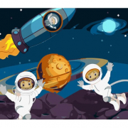 Картина по номерах «Друзі космонавти» розміром 30-40 см Strateg SS6716