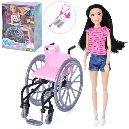 Лялька шарнірна висота 30 см інвалідний візок KQ159 - фото 1