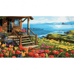 Картина по номерам «Будиночок біля моря» розмір 50-25 см Strateg WW160