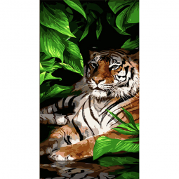 Картина по номерам «Тигр у листі» розмір 50-25 см Strateg WW221