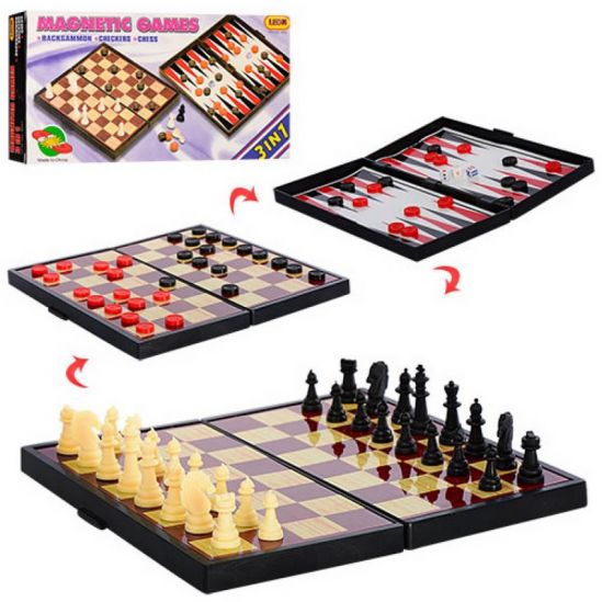 Магнитные шахматы в коробке 3в1 - фото 1