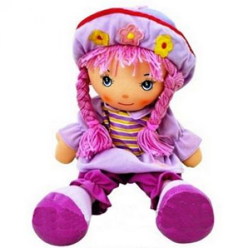 Музыкальная текстильная кукла с цветными волосами