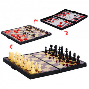 Набор 3в1: шахматы, шашки и нарды на магнитах