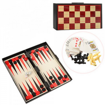 Набор 4в1: шахматы, нарды, шашки и карты, на магнитах