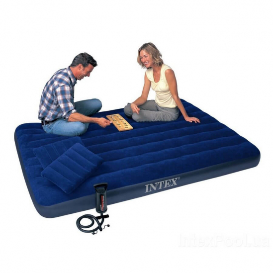 Матрас надувной велюровый с подушками и ручным насосом Intex 64765 - фото 2