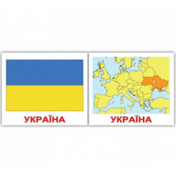 Карточки мини украинско-английские «Країни-Прапори-Столиці-Countries-Flags-Capital»
