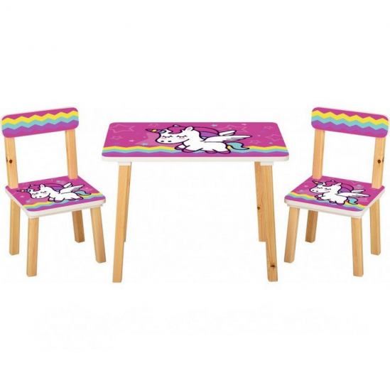 Столик и 2 стульчика для девочек с единорогом - фото 2