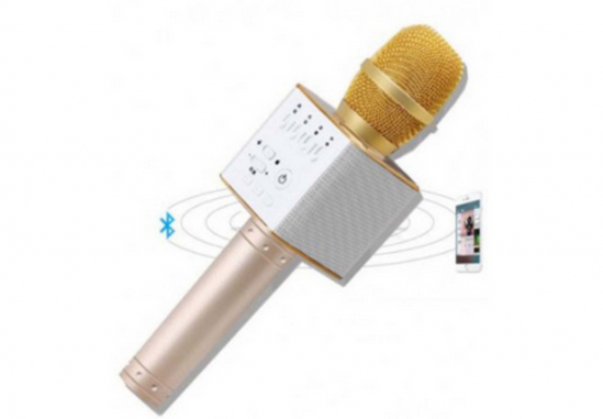 Микрофон для караоке Q9 золотой - фото 3