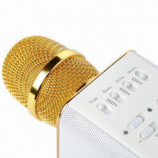 Микрофон для караоке Q9 золотой - фото 4