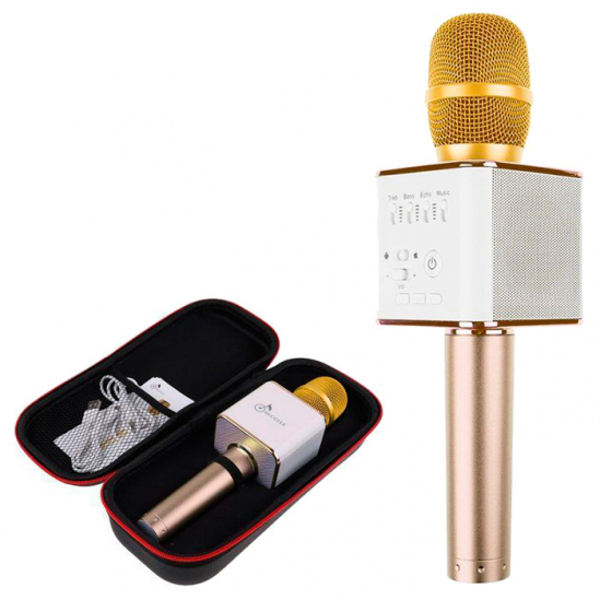 Микрофон для караоке Q9 золотой - фото 6