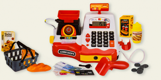 Детский кассовый аппарат с набором продуктов 2 вида - фото 1