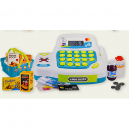 Детский кассовый аппарат с набором продуктов 2 цвета