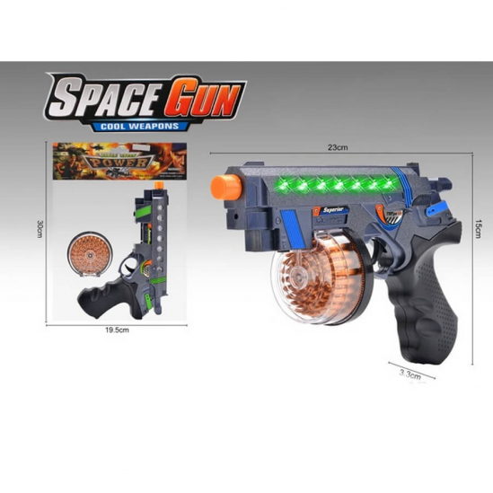 Детский пистолет с пульками со световыми и звуковыми эффектами на батарейках - фото 1