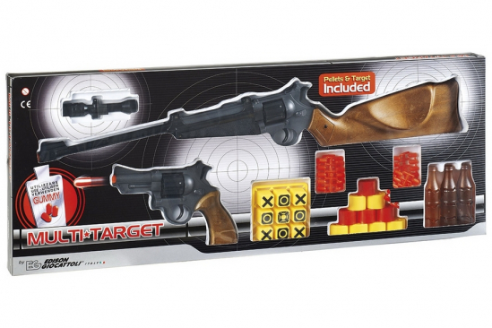 Детский набор пистолет и ружье Edison Giocattoli Multitarget с пульками и мишенями - фото 1