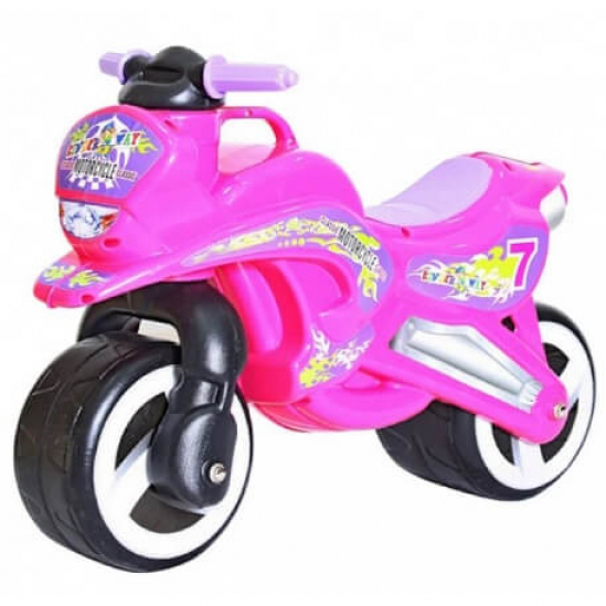 Мотоцикл каталка со звуковыми эффектами цвет Розовый - фото 1