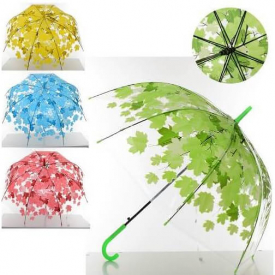 Зонт прозрачный с рисунком 4 цв - фото 1
