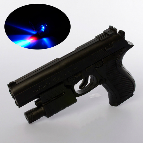 Пистолет на пульках 16 см со светом и лазером 729-1 - фото 1