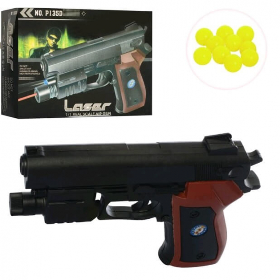 Пистолет на пульках 16 см с лазером и светом 135D - фото 1
