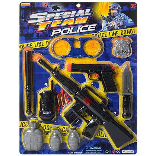 Набор полицейского с автоматом-трещоткой и пистолетом 27828 - фото 1