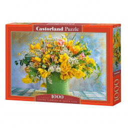 Пазлы «Весенние цветы в зелёной вазе» Castorland 1000 элементов (С-104567
