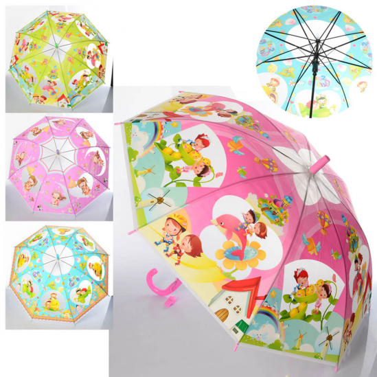 Детский зонтик со свистком  клеенка 3 вида микс цветов MK 4052 - фото 1