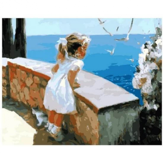 Картина по номерам «Девочка и море» 40-50 см 9510 - фото 1