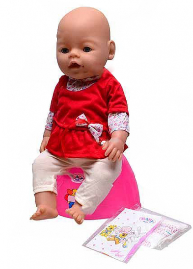 Кукла-пупс «Беби долл» в красной кофточке с бантом - фото 3