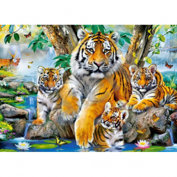 Пазлы Castorland 120 midi «Семья тигров у ручья» В-13517
