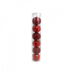 Набор елочных шаров «Красный блеск» 6 штук
