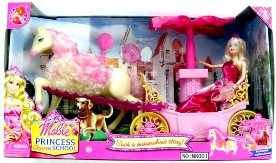 Кукла с лошадкой и розовой каретой - фото 2