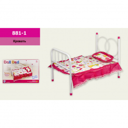 Кроватка металлическая с постельным бельем 881-1