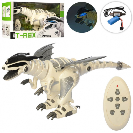 Динозавр 67 см на радиоуправлении аккумуляторный с USB зарядным со звуковыми и световыми эффектами с подвижными деталями ходит и танцует M 5476 - фото 1