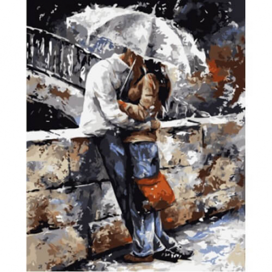 Картина по номерам «Поцелуй под зонтом» в термопакете 40-50 см VA-1589 - фото 1