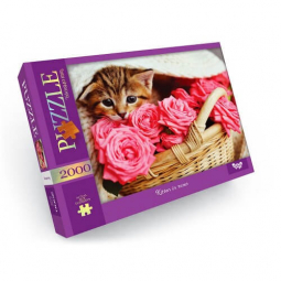 Пазлы Danko Toys «Котенок в розах» 2000 эл C2000-01-05