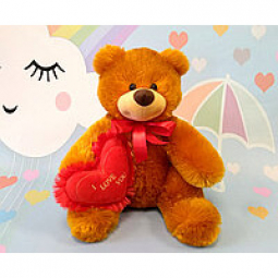 Мягкая игрушка «Медведь Медунец» с сердечком медовый 34-24 см 10-04-01-4