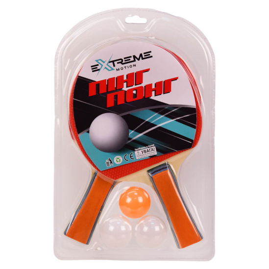 Теннис настольный 2 ракетки и 3 мячика в слюде TT2134 - фото 1