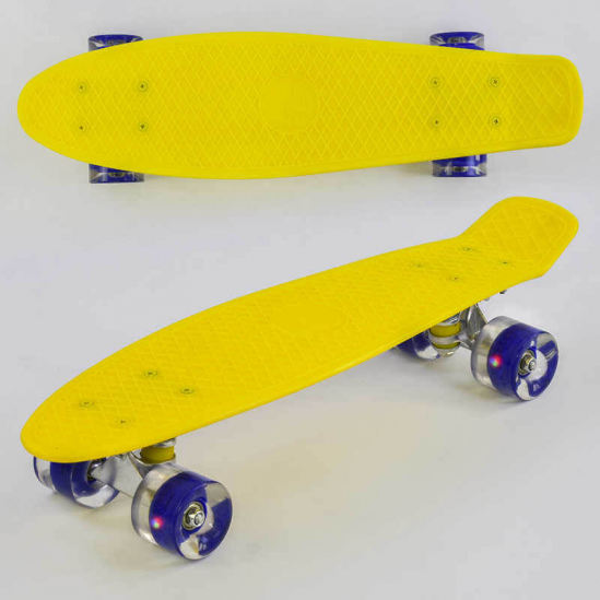 Детский пенни борд Best Board «Желтый» полиуретановые колеса с подсветкой доска 55 см 1010 - фото 1