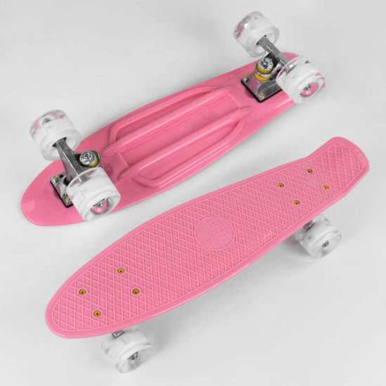 Детский пенни борд Best Board «Розовый» полиуретановые колеса с подсветкой доска 55 см 2708 - фото 1