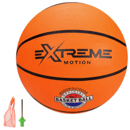 Мяч баскетбольный N5 резиновый оранжевый с сеткой и иголкой M42409