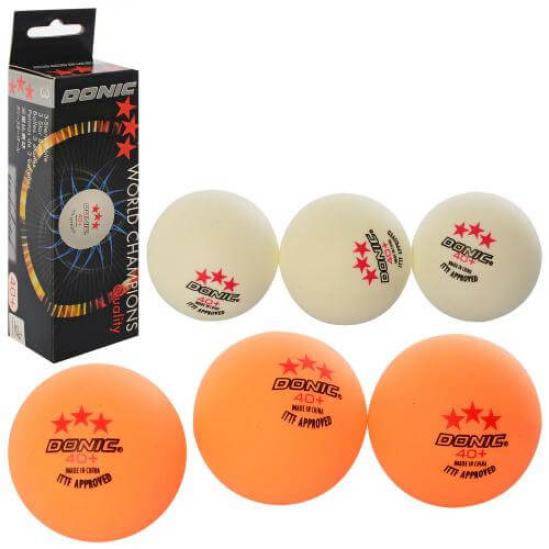 Теннисные шарики 3 штуки 40 мм бесшовные 2 цвета MS3128-2 - фото 1