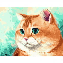 Картина по номерам Strateg «Рыжий кот с голубыми глазами» 40-50 см VA-1294