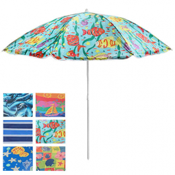 Зонт пляжный Stenson «Designs» 180 см с наклоном серебро 6 видов MH-0035-MIX