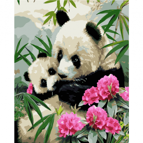 Картина по номерам Strateg «Панды в бамбуковом лесу» 40-50 см VA-0907 - фото 1