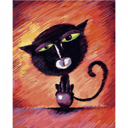 Картина по номерам Strateg «Кот на шаре» 40-50 см VA-2663