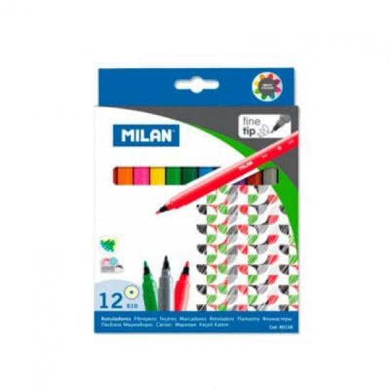 Фломастеры 12 цветов Milan 80158 - фото 1