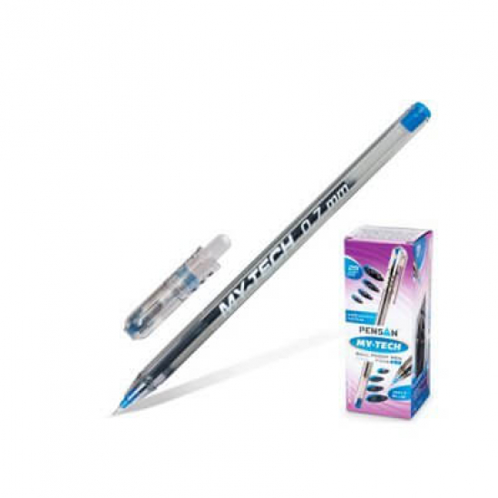 Ручка шариковая масляная 0,7 мм синяя MY-TECH 81379 - фото 1