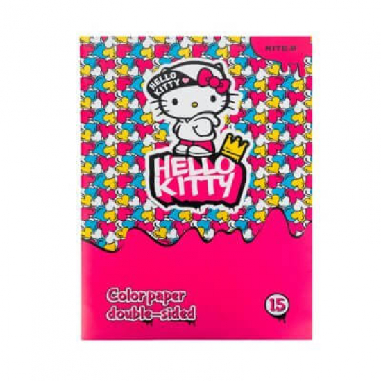 Бумага цветная двухсторонняя А4 Hello Kitty 15 листов Kite HK21-250 - фото 1