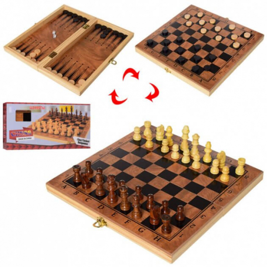 Игровой набор 3 в 1 шахматы шашки и нарды S3029 - фото 1